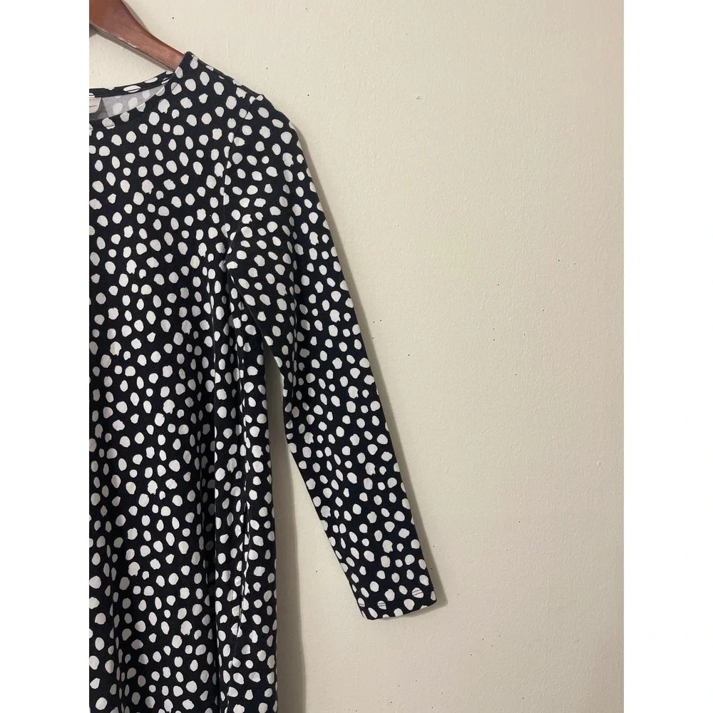 Hanna‎ Andersson Polka Dot Long Sleeve Dress Size 12 Black White Casual Retro